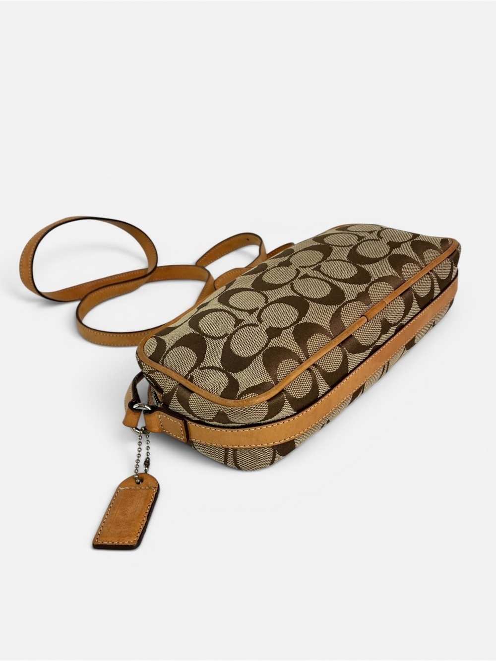 Coach Brown Signature Canvas Crossbody with Tan Leather Trim - Picture 6 of 9